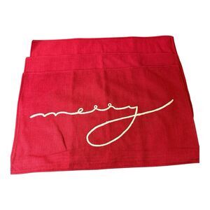 Pottery Barn Merry Lumbar Pillow 16x26 Christmas Decor SET OF 3